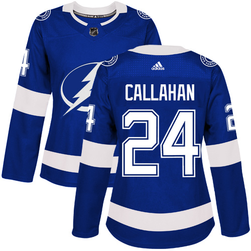 Adidas Tampa Bay Lightning 24 Ryan Callahan Blue Home Authentic Women Stitched NHL Jersey